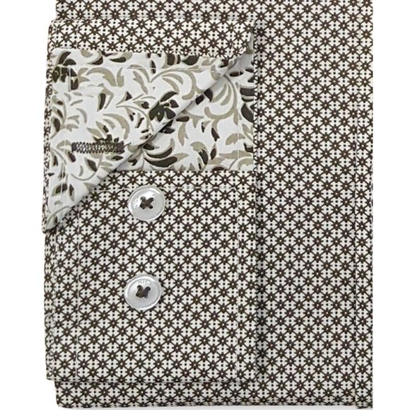 Nick Graham Men's Modern-Fit Asterisk Grid Shirt Olive Size 15.5x32-33 - Picture 2 of 4